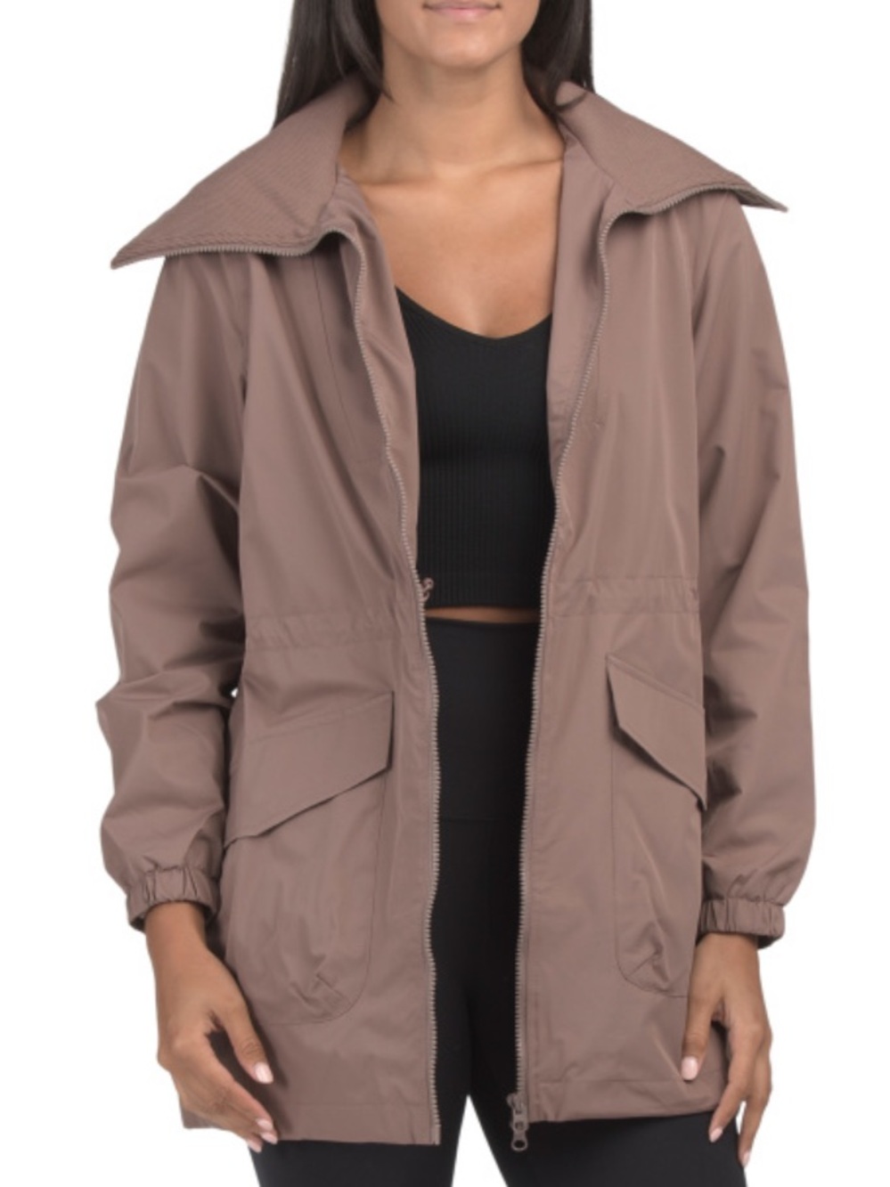 Mondetta Woven Lightweight Taupe Anorak Jacket - Women